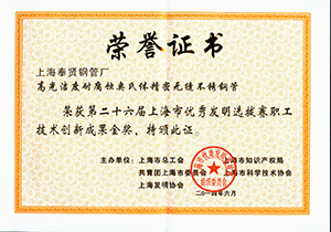 上海市优秀发明选拔赛职工技术创新成果金奖